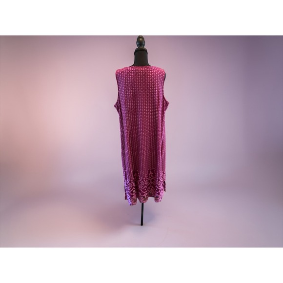 Isaac Mizrahi Live Lace Overlay Dress 1X Raspberry Pink Sleeveless Sheath - Picture 2 of 6